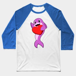 Dolphin with Heart Baseball T-Shirt